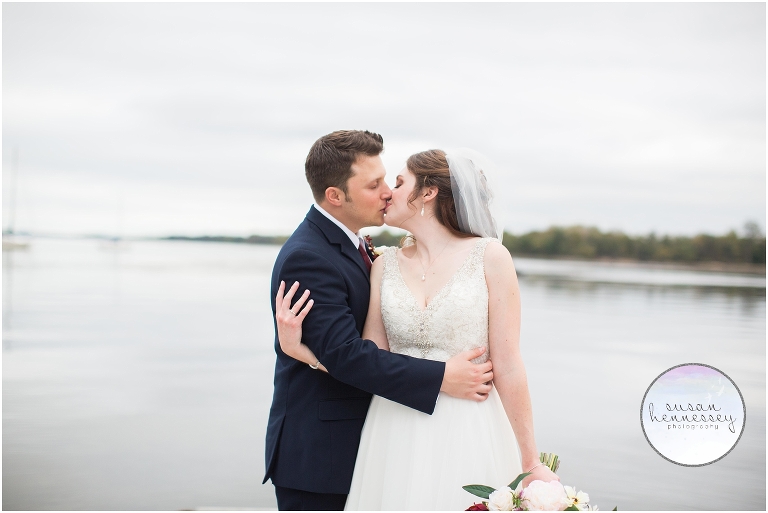 bride and groom kiss at the Madison Wedding