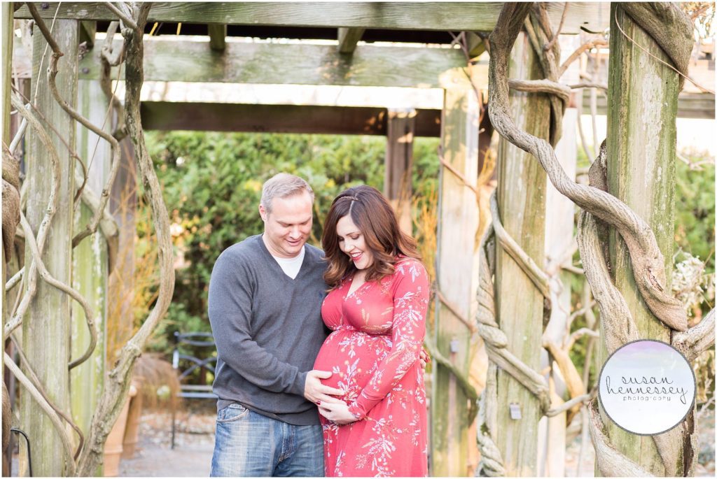 South Jersey Maternity Photographer - A happy expetant couple at Longwood Gardens