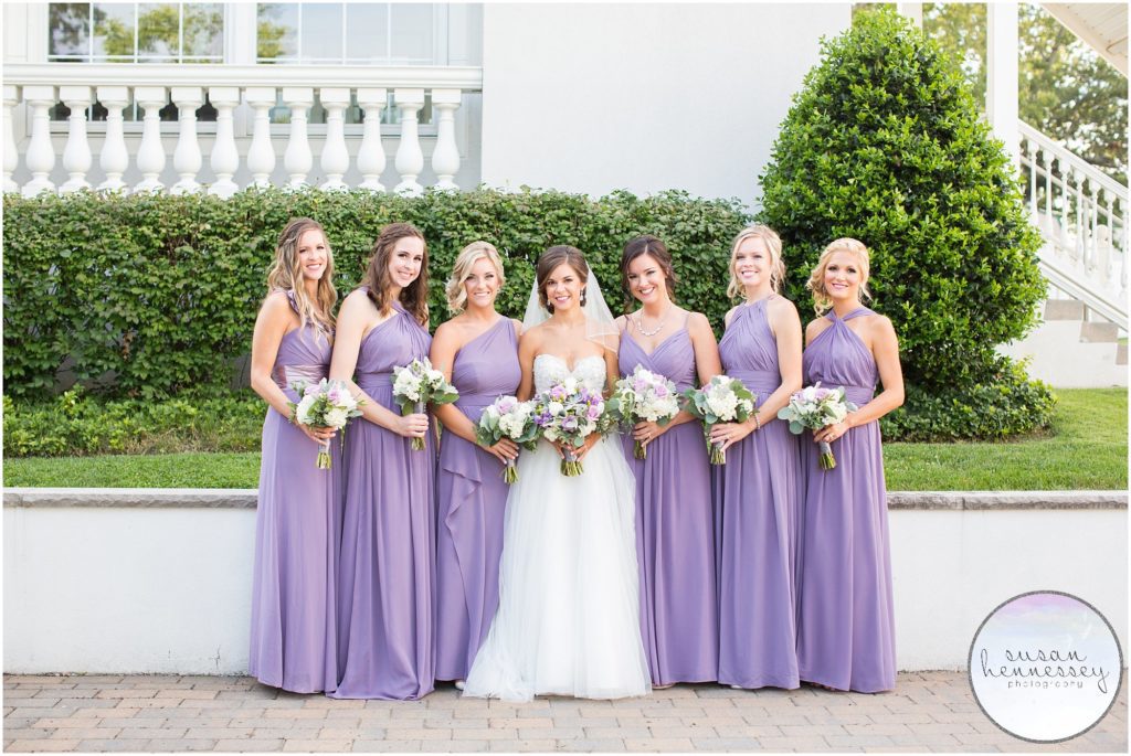 Bridesmaids in purple for Stockton Seaview Hotel Wedding