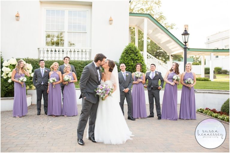 Happy couple and bridal party at their Summer Stockton Seaview Hotel Wedding