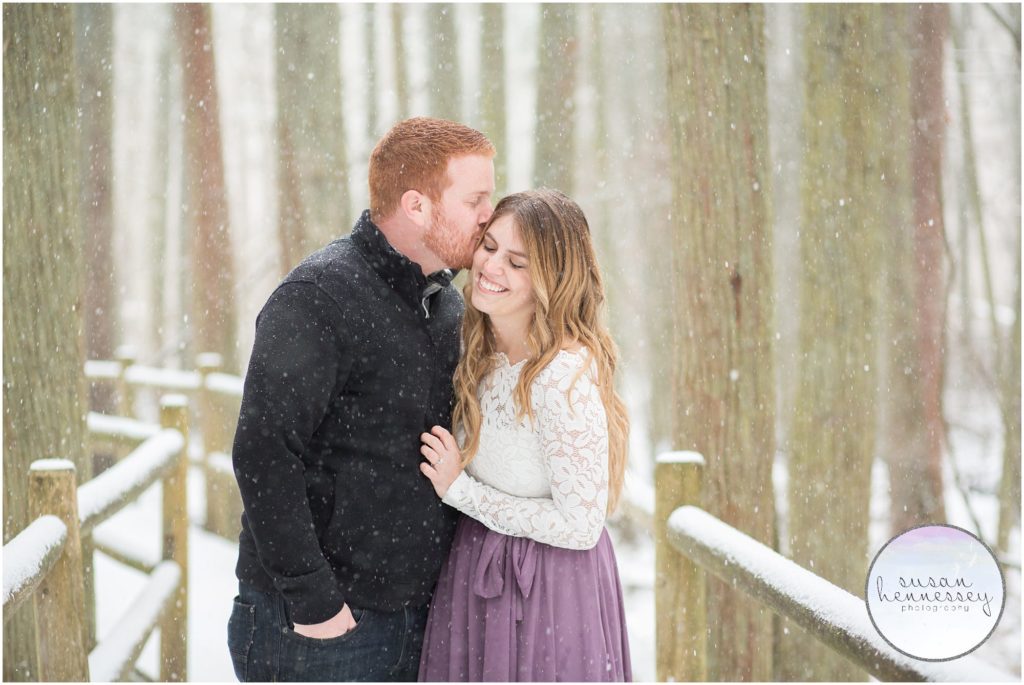 New Jersey Engagement Photographer - snowy engagement session at Stockton University