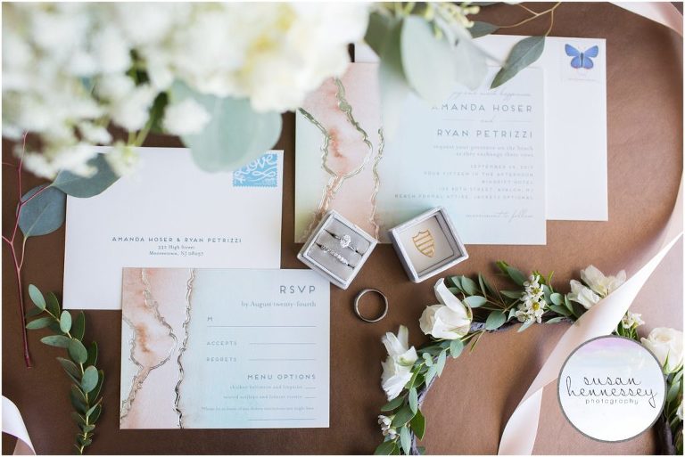 Beautiful invitation suite for Jersey Shore wedding