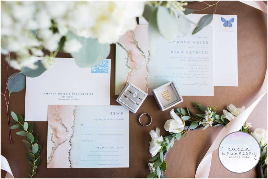Beautiful invitation suite for Jersey Shore wedding