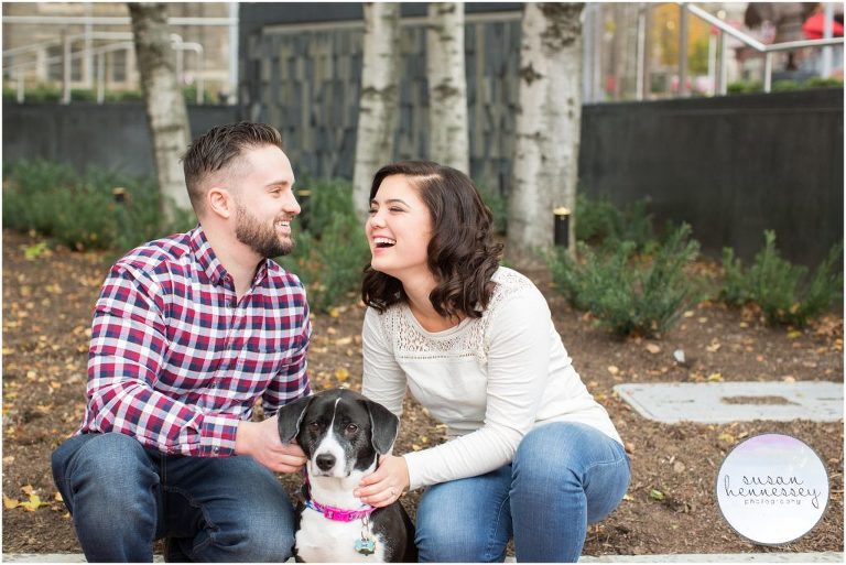 Happy couple and their dog at Temple University.