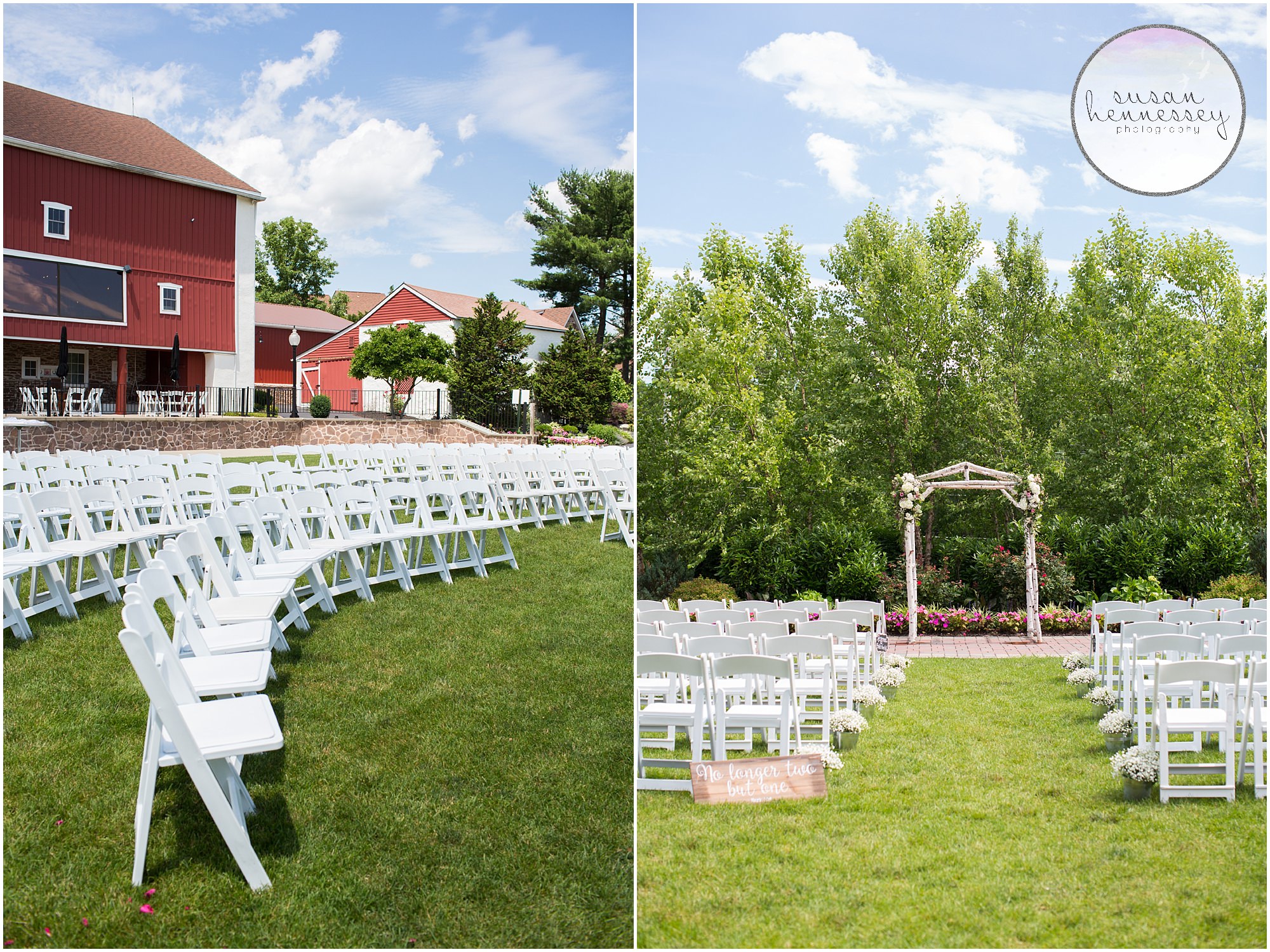 Exterior of Barn and Bridge along with the outdoor ceremony site.