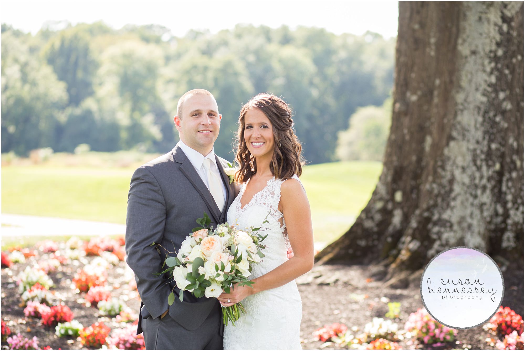 Bride and groom at Old York Country Club in Chesterfield, NJ