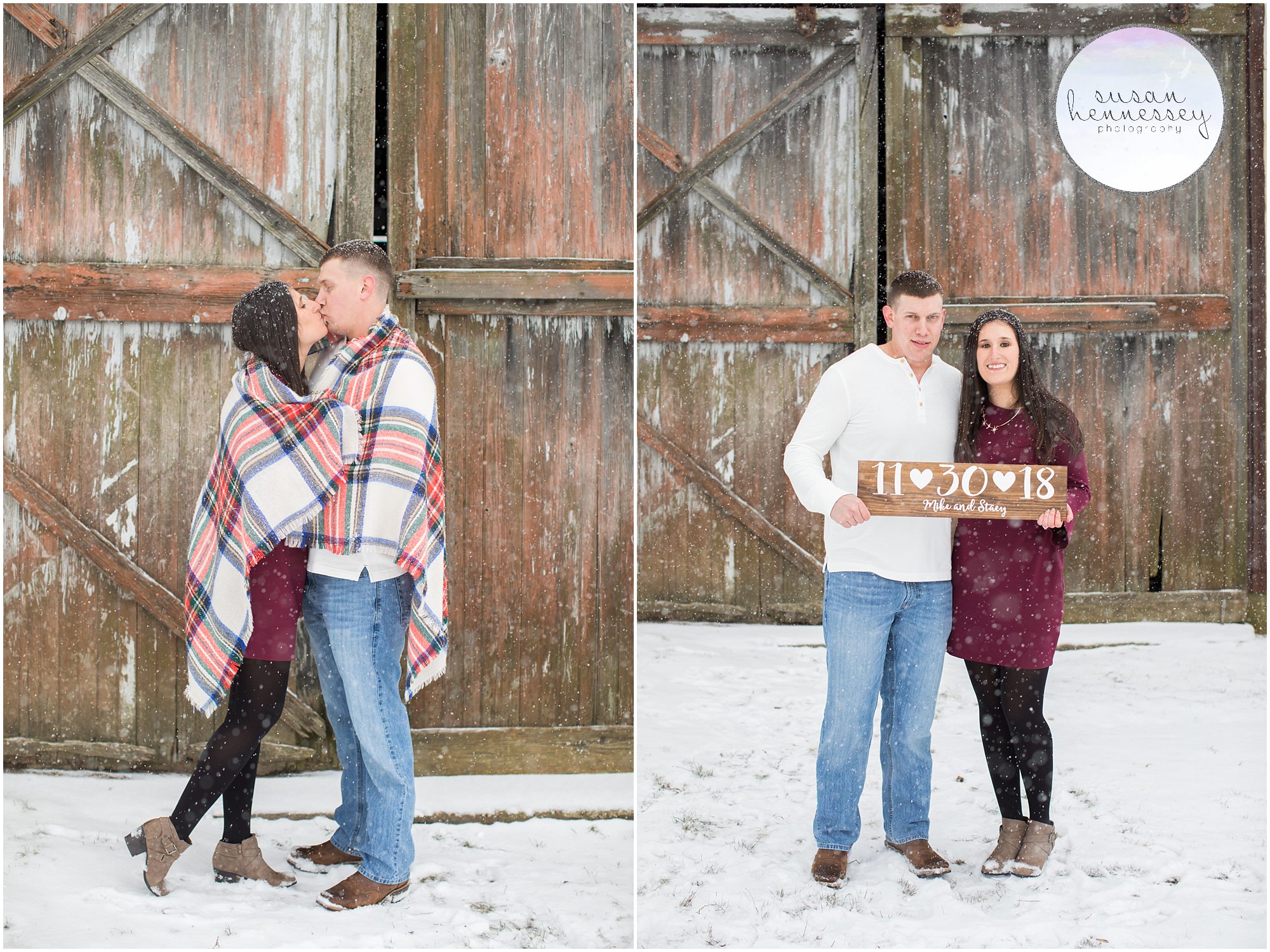 Stacy and Mike chose Laurita Winery as the back drop for their snowy Engagement Session