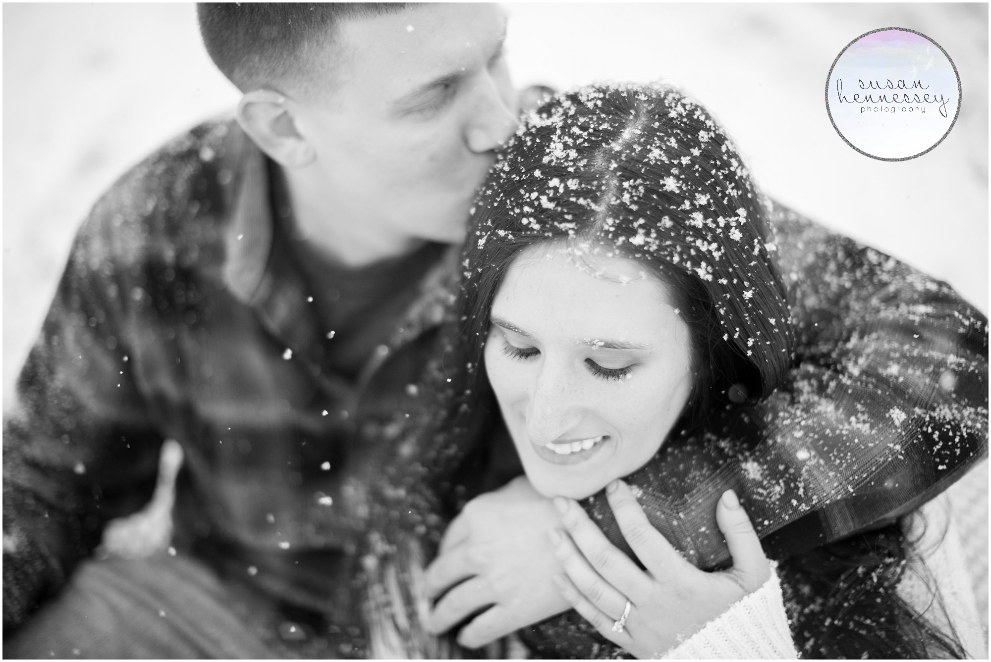 The snow fall at Stacy and Mike's engagement session created stunning and dramatic portraits!