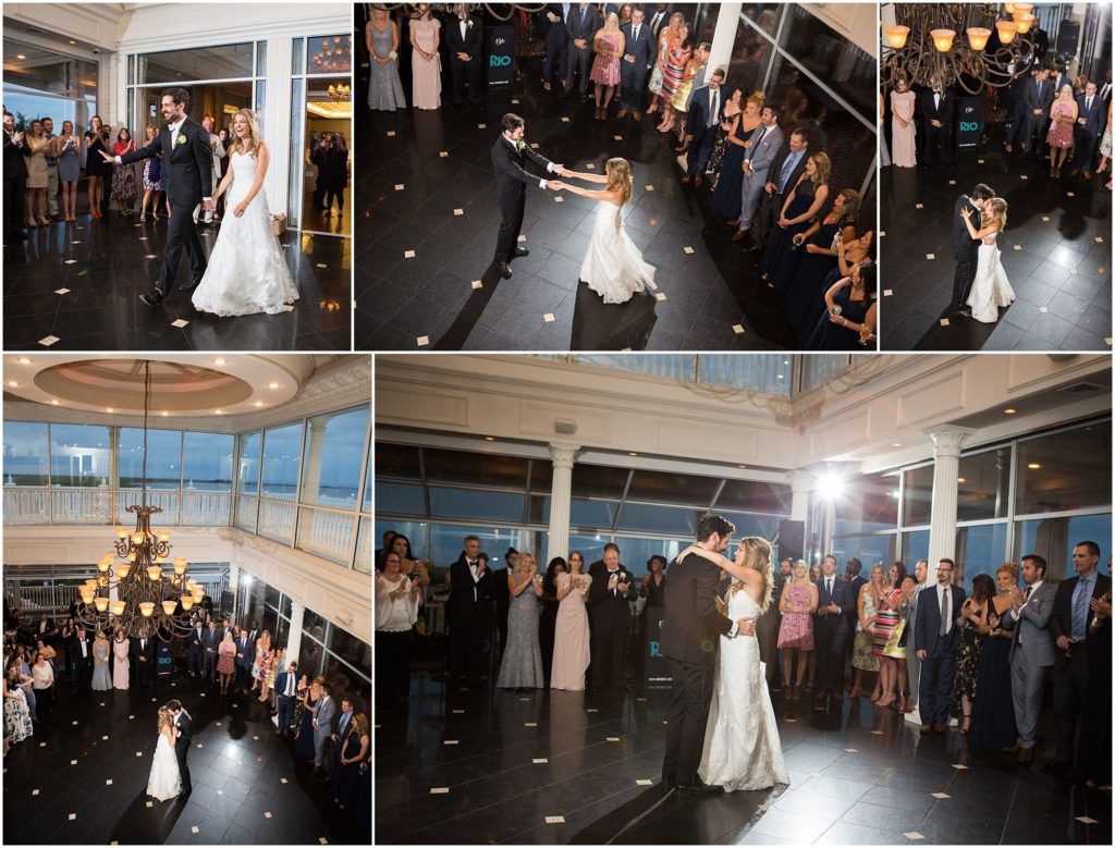 Bride and groom share their first dance at their Mallard Island Yacht Club wedding