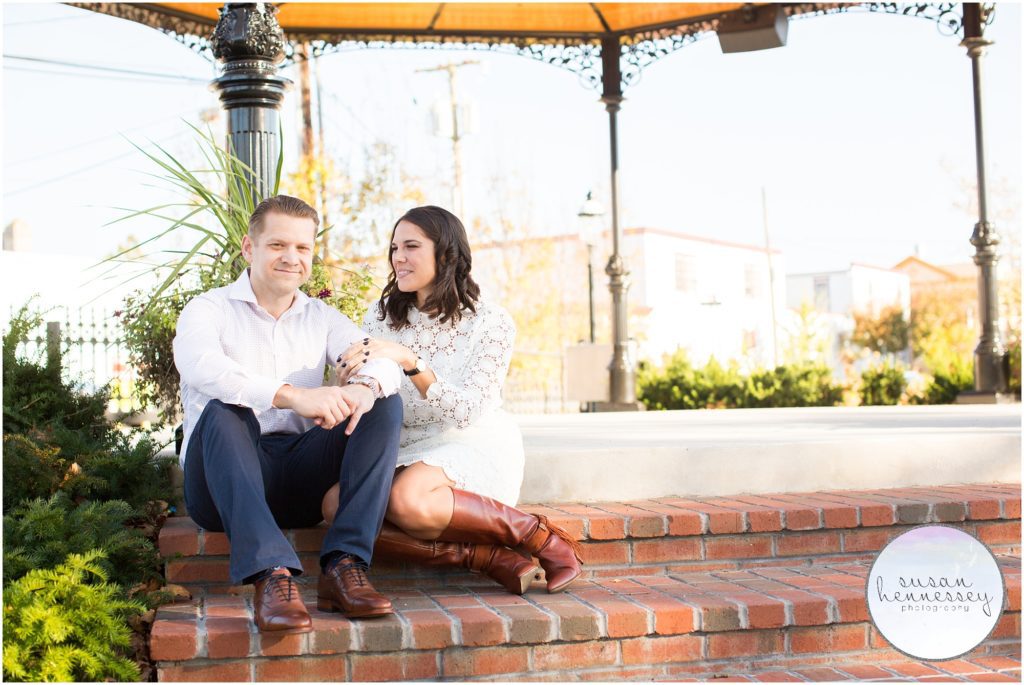 A happily engaged couple at their engagement session in Cape May. 