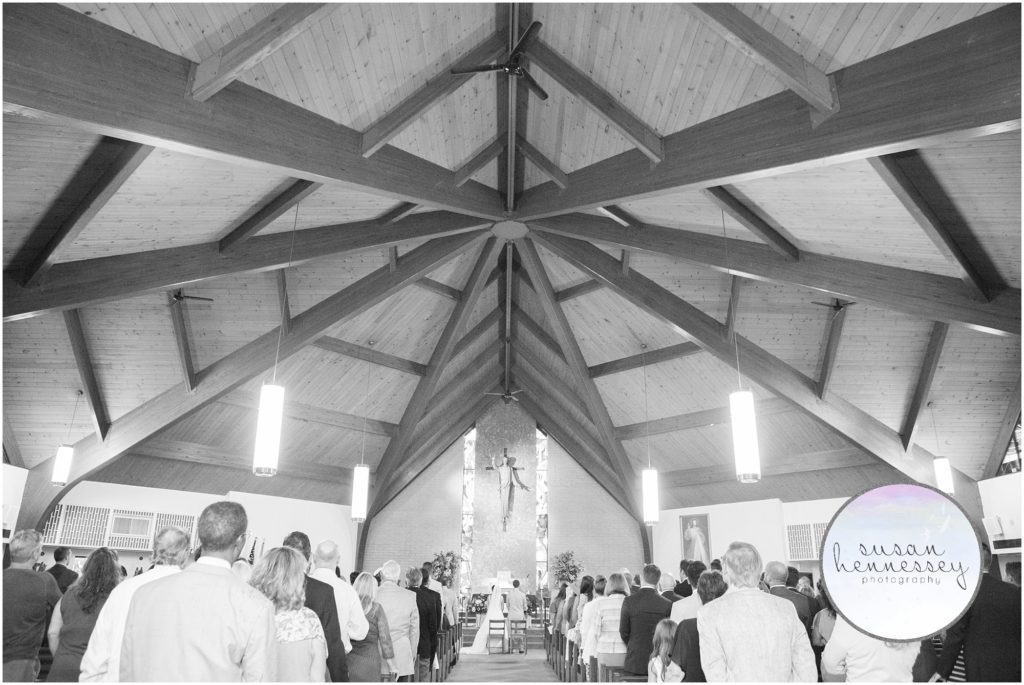 Black and white photo of Cape May wedding ceremony at church
