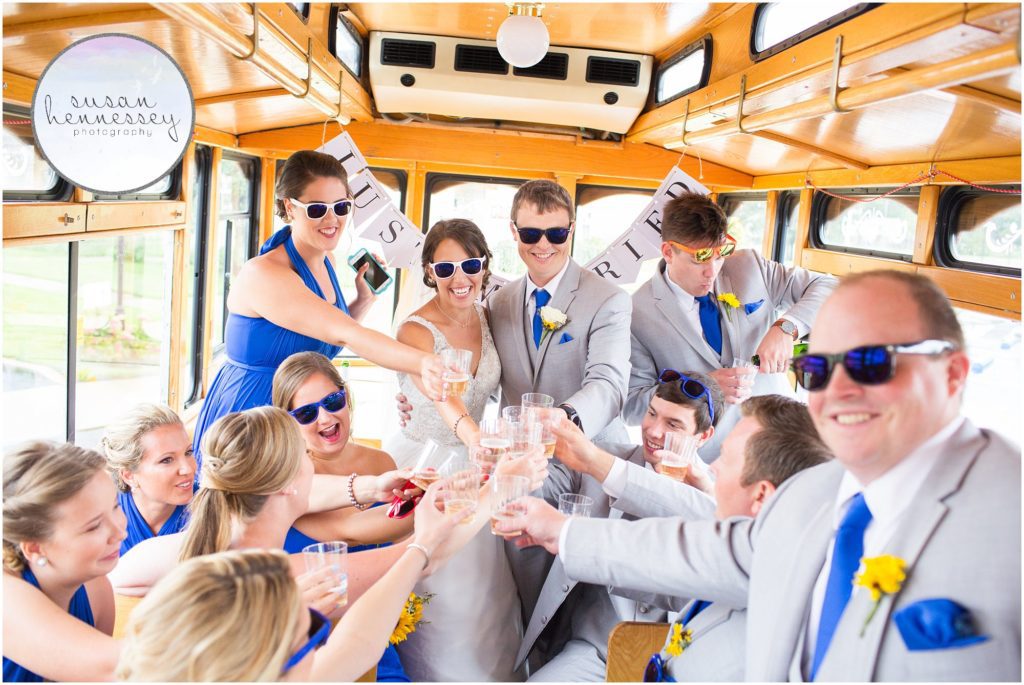 Bridal party on trolley