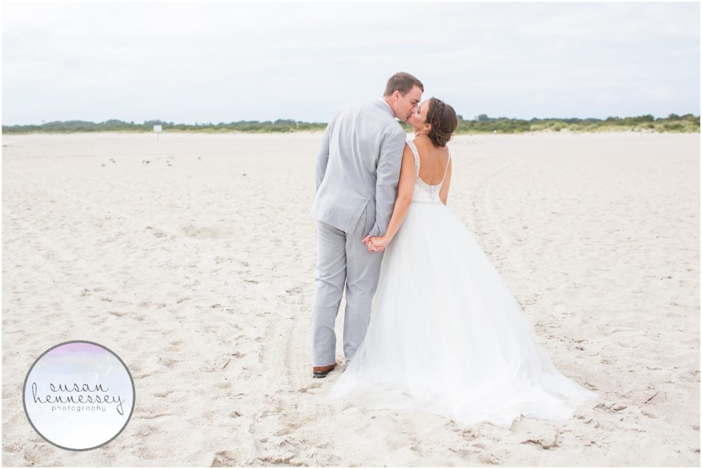 Bride and groom on the beach in Cape May