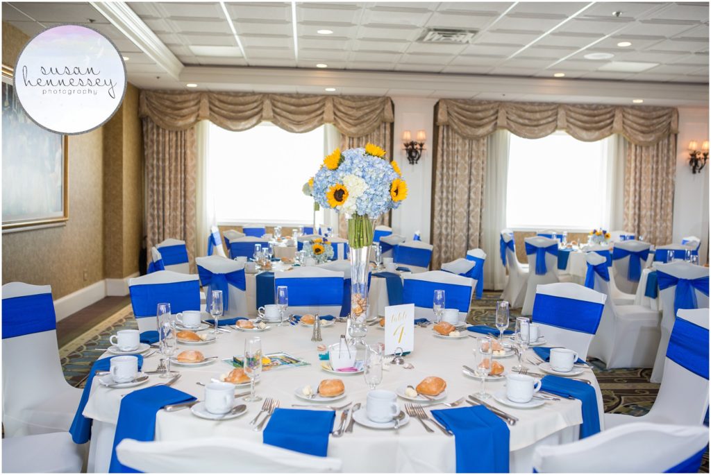 Tables and centerpieces at The Grand Hotel Cape May wedding