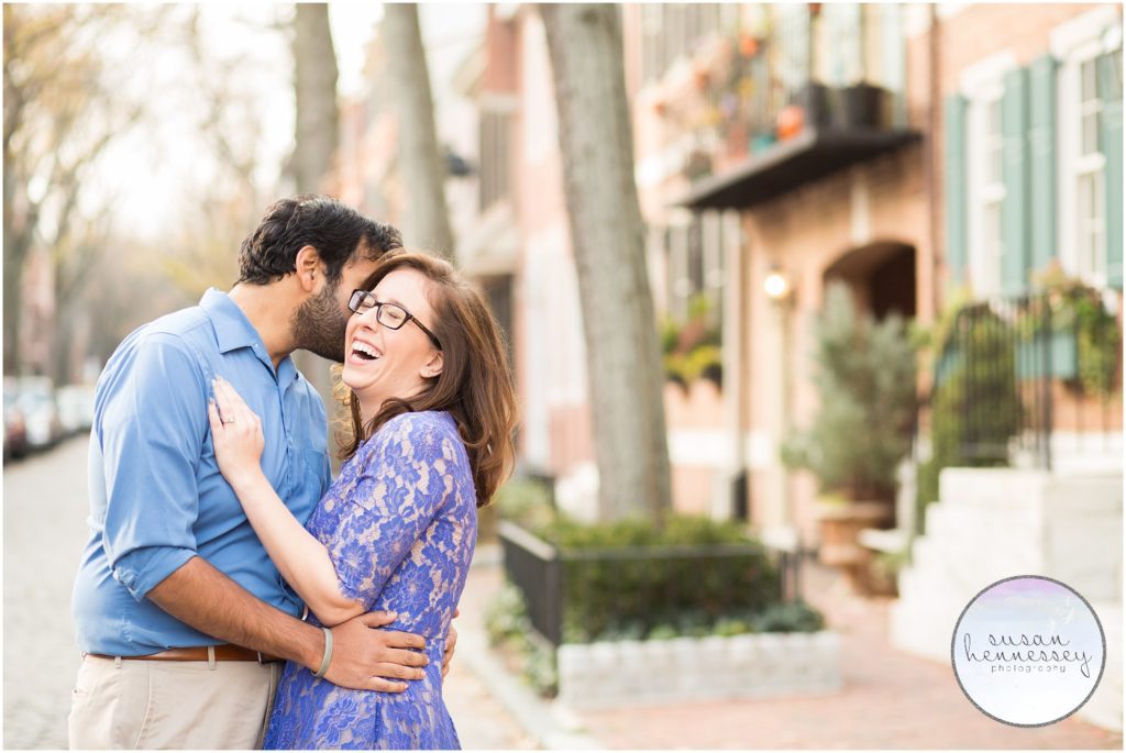 Engaged couples laughs in Philly - Susan Hennessey Photography