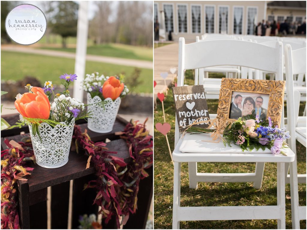 Memorial seat for mother of bride at ceremony