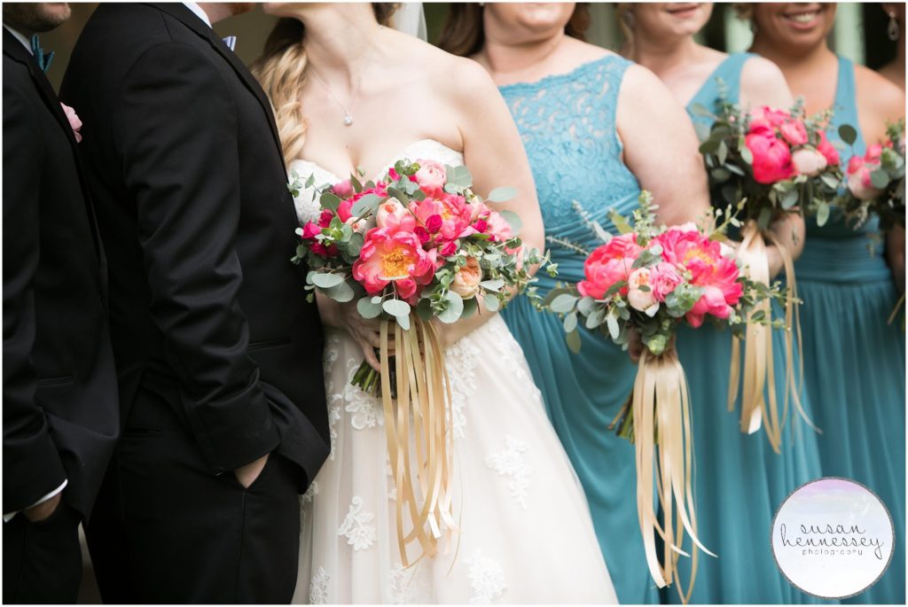Close up of flowers during Bridal party portraits at the Bradford Estate