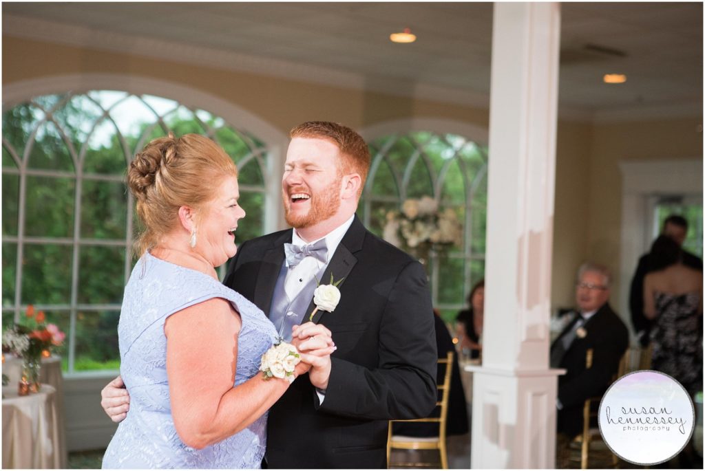 Groom dances with mother at The Bradford Estate wedding reception