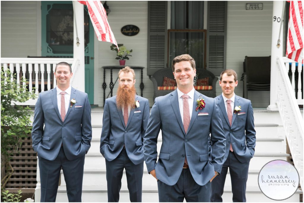 Groom and groomsmen portraits at Magnolia Porch House in Cape May