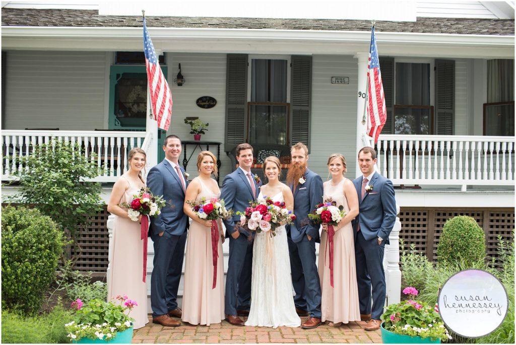 Bridal party portraits at Magnolia Porch House in Cape May