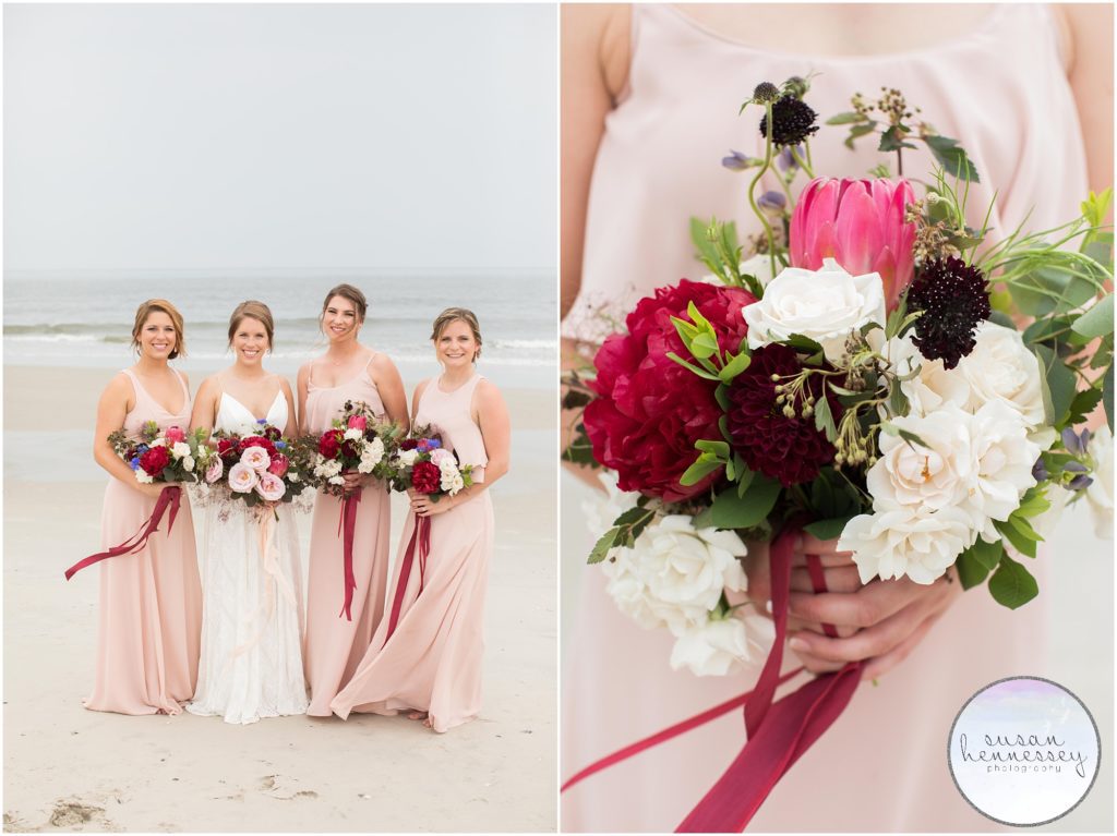 Bridemaids portraits on the beach in Cape May