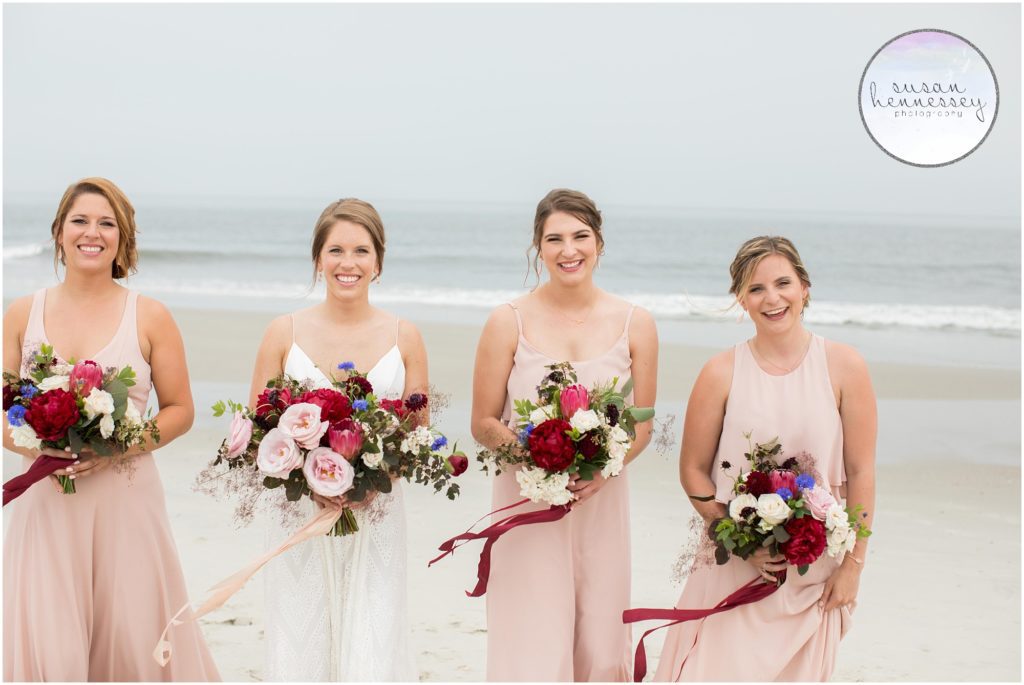 Bridesmaid portraits on the beach in Cape May