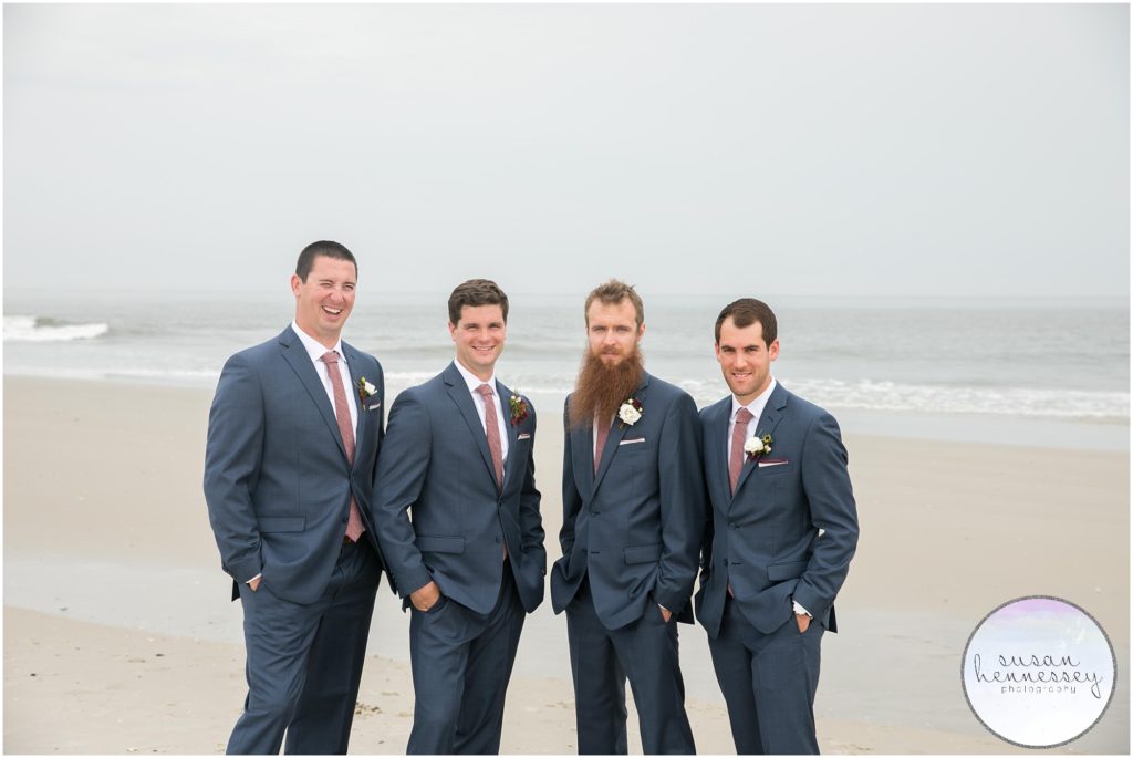 Groomsmen portraits on the beach in Cape May