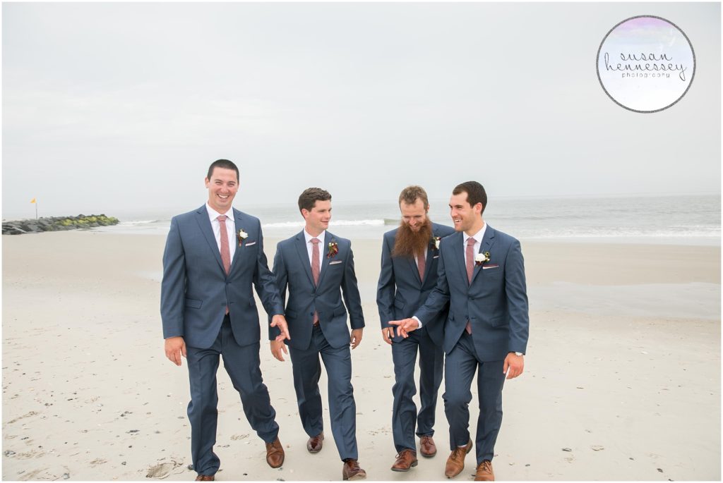 Groomsmen portraits on the beach in Cape May