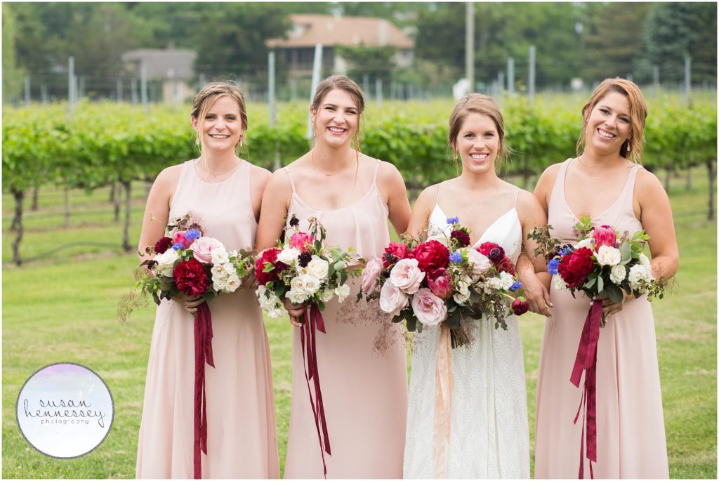 Bridesmaids at Willow Creek Winery wedding in Cape May
