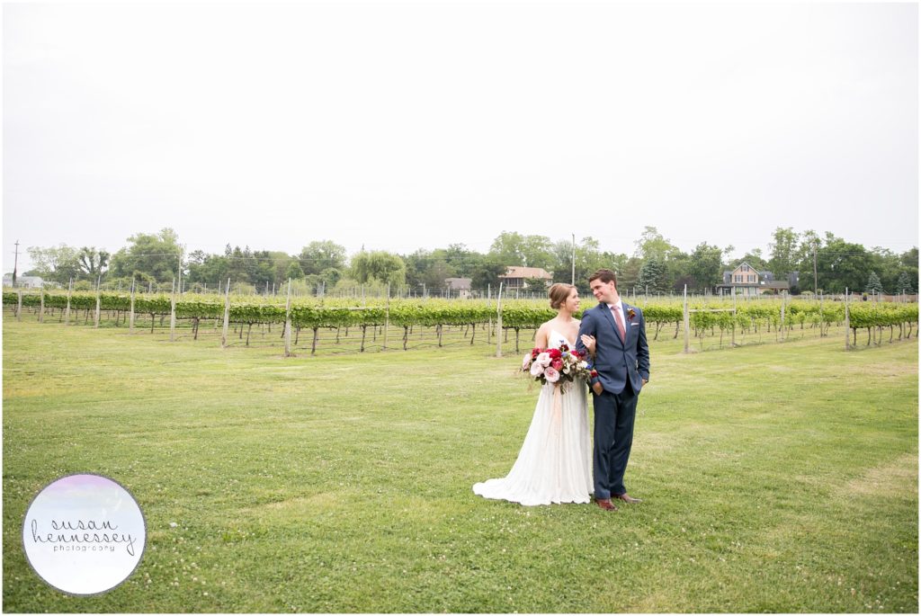 Bride and groom at their Willow Creek Winery wedding in Cape May