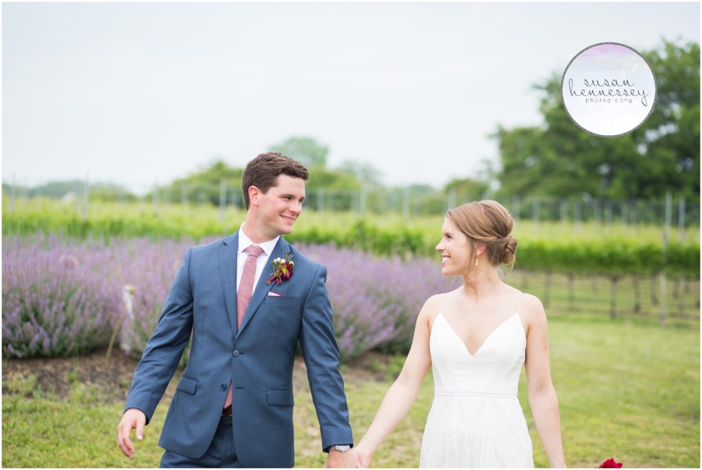 Bride and groom at their Willow Creek Winery wedding in Cape May