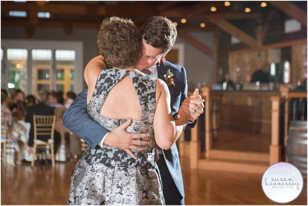 Groom dances with mother at Willow Creek Winery in Cape May