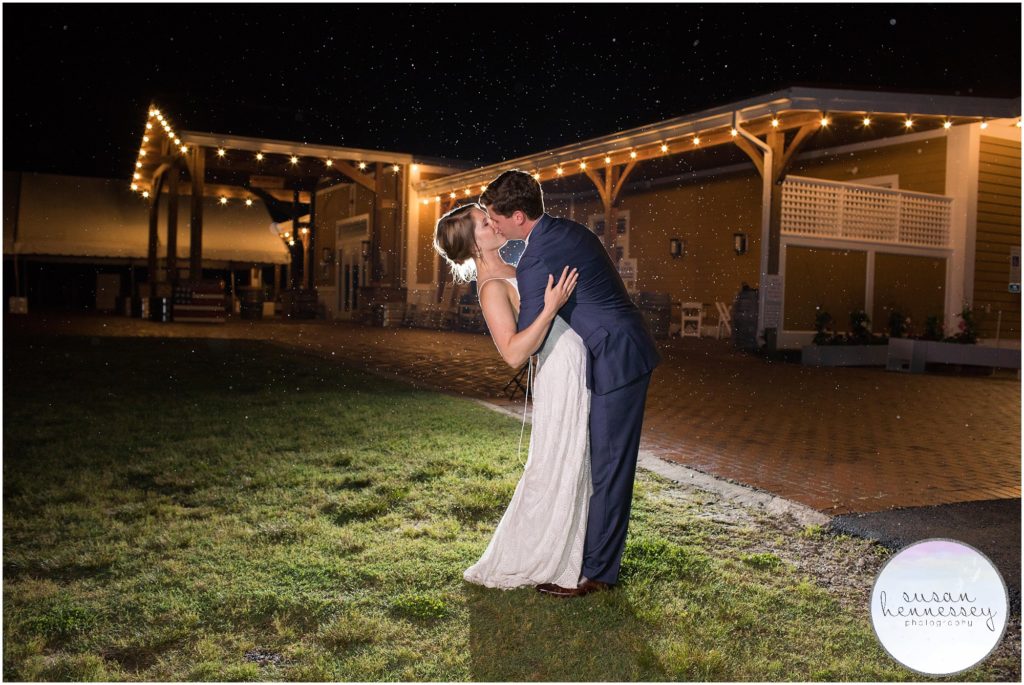 Night portraits of bride and groom at Cape May winery, willow creek