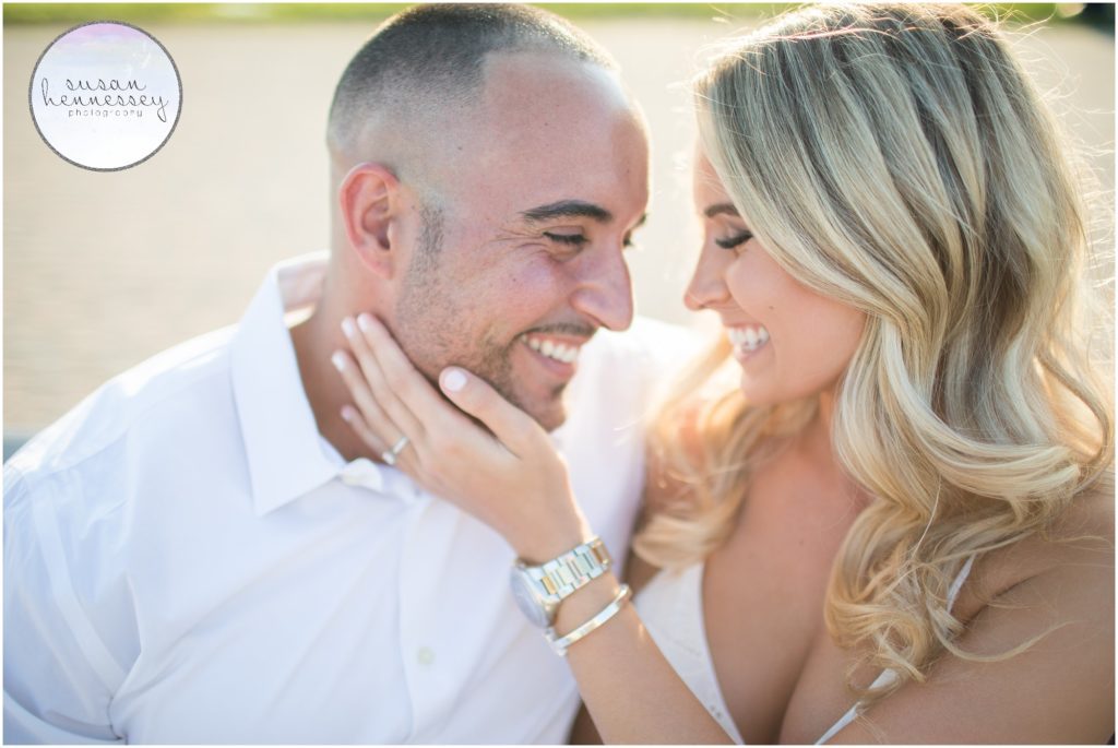 Couple laughs at their Jersey City engagement session 