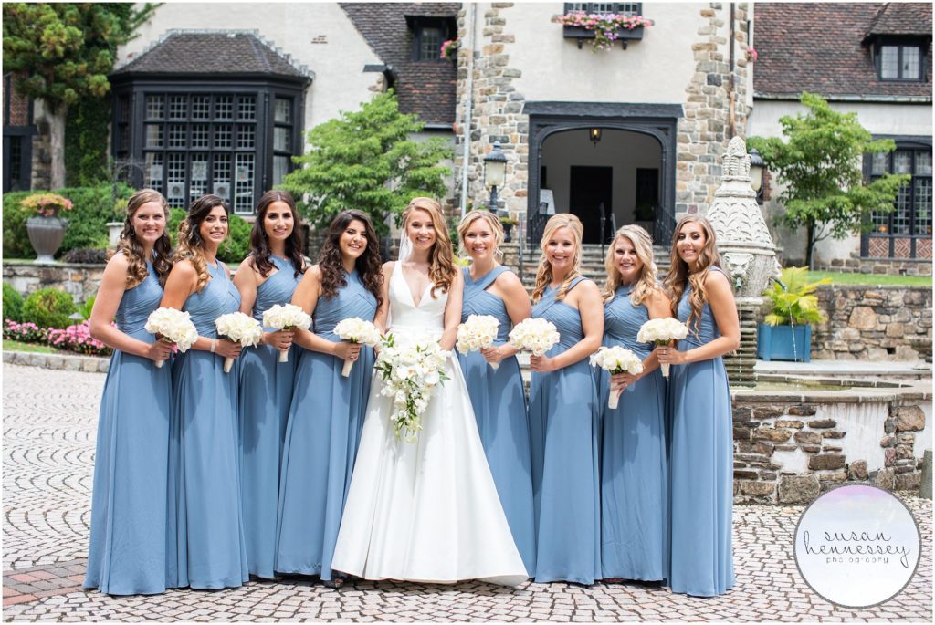 Bridesmaid portraits outside at Pleasantdale Chateau Wedding