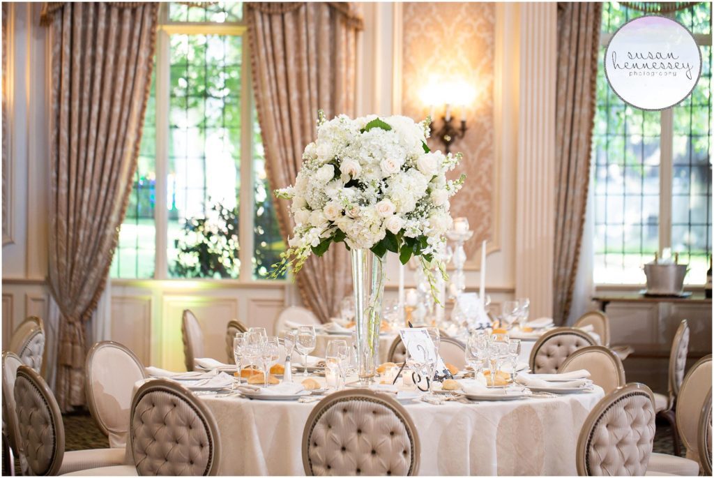 Reception ballroom details at pleasantdale chateau wedding