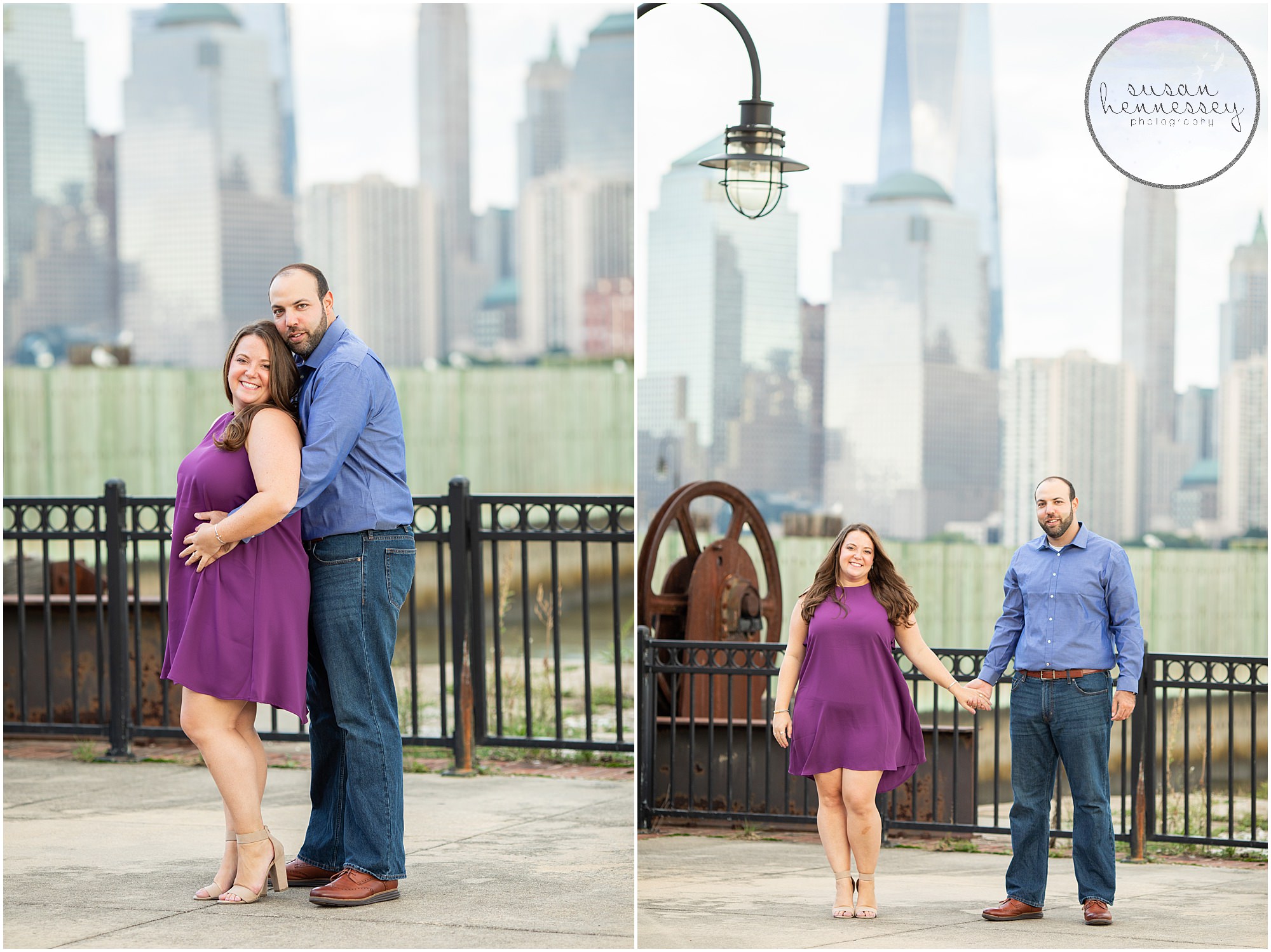 Jersey City Engagement Session overlooking the new york city skyline. 