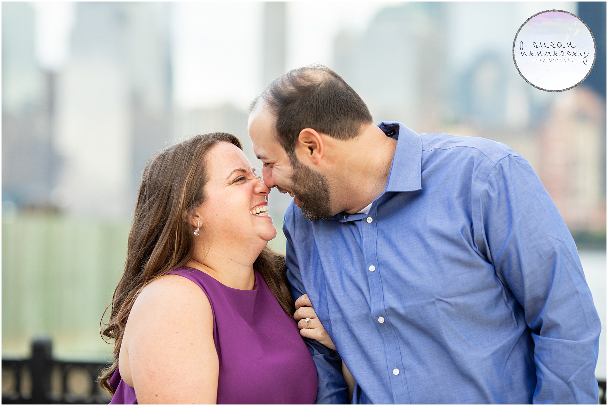 Jersey City Engagement Session overlooking the new york city skyline. 