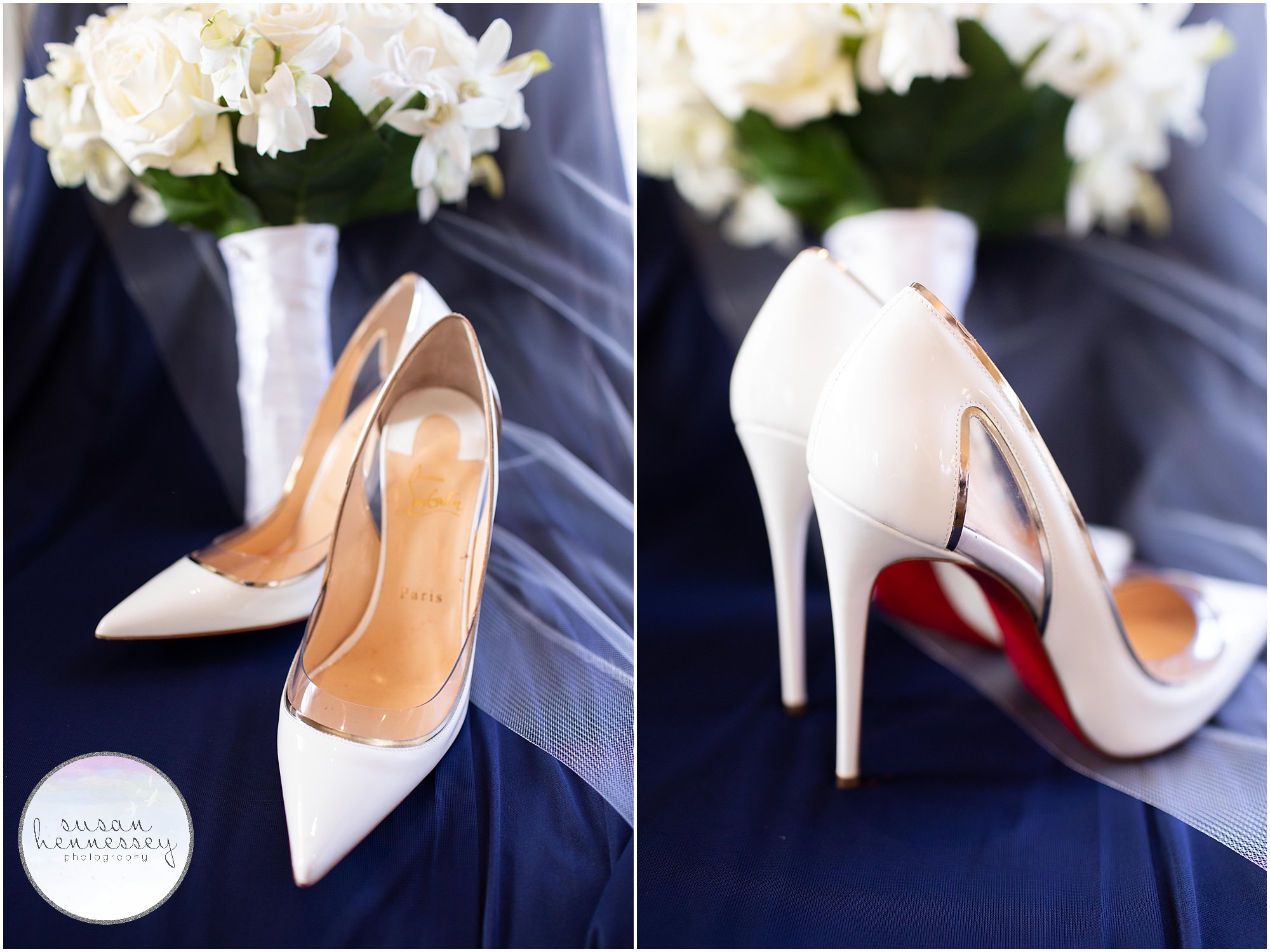 bride wears christian louboutin shoes 