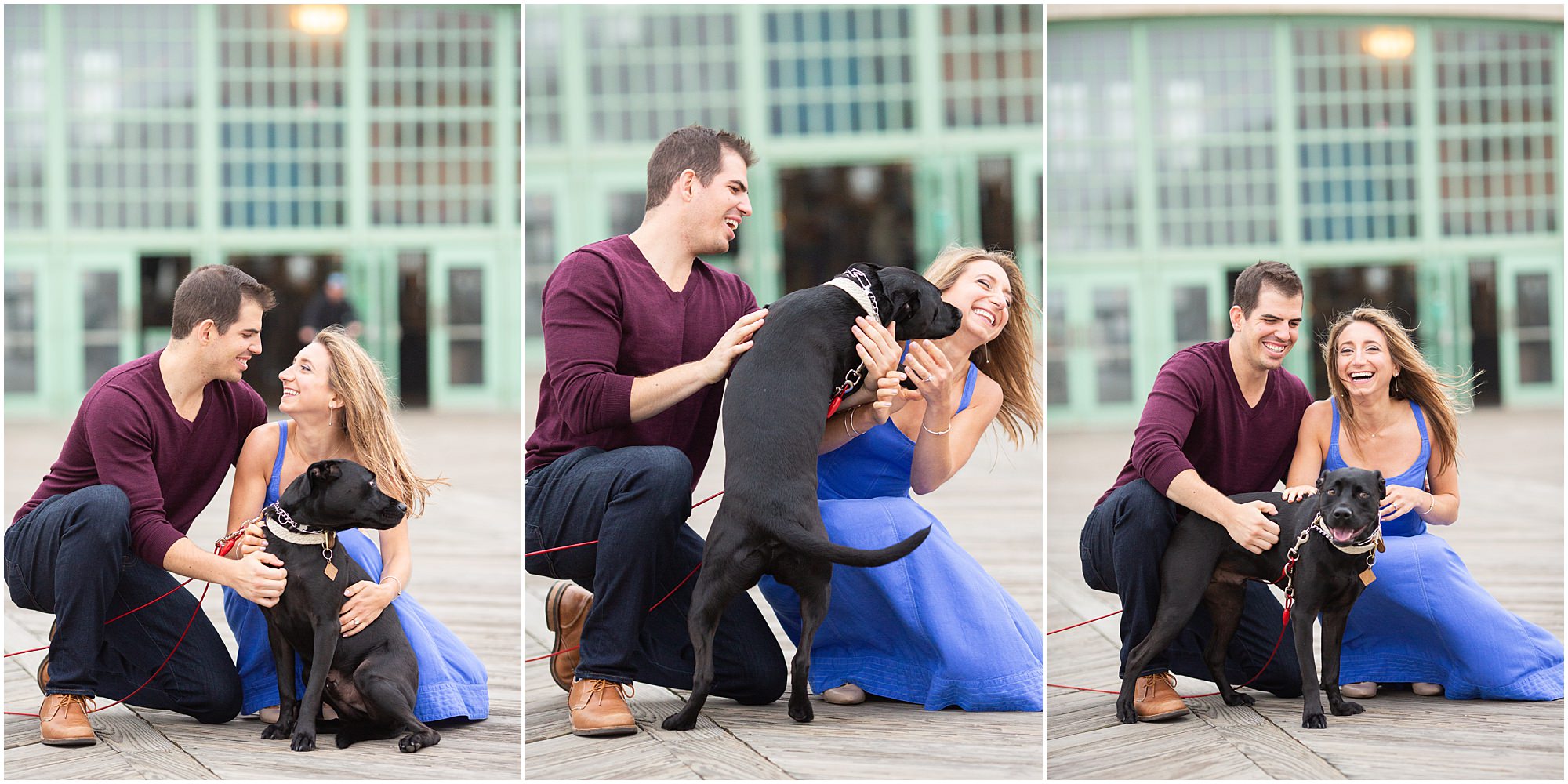 Asbury Park Engagement Session with a couple and their dog