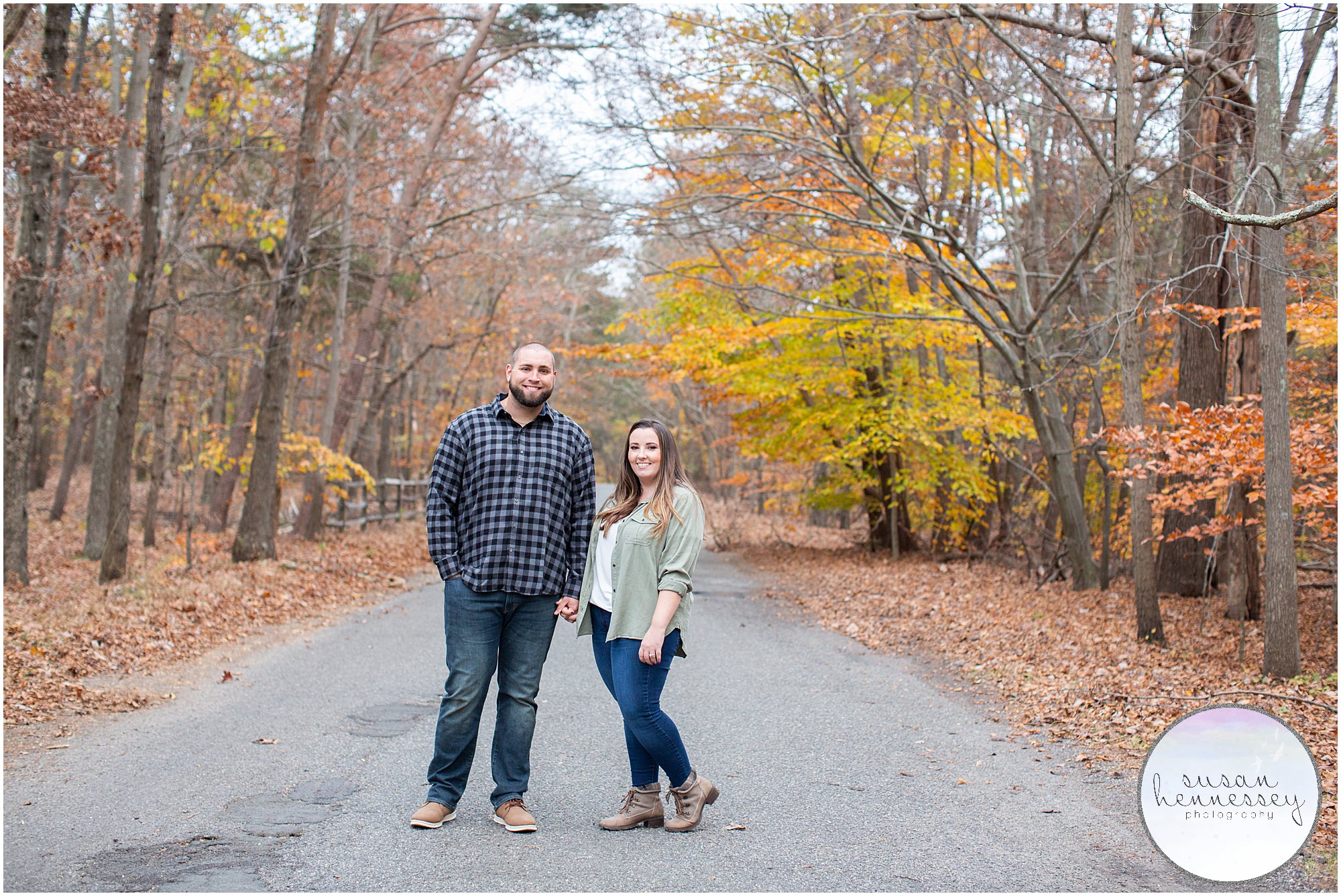 Fall engagement session in Smith's Woods in Eastampton, NJ