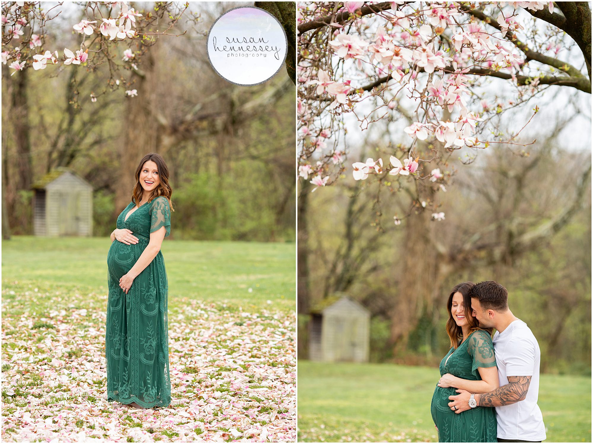 Cherry Blossoms Maternity Session at Barclay Farmstead