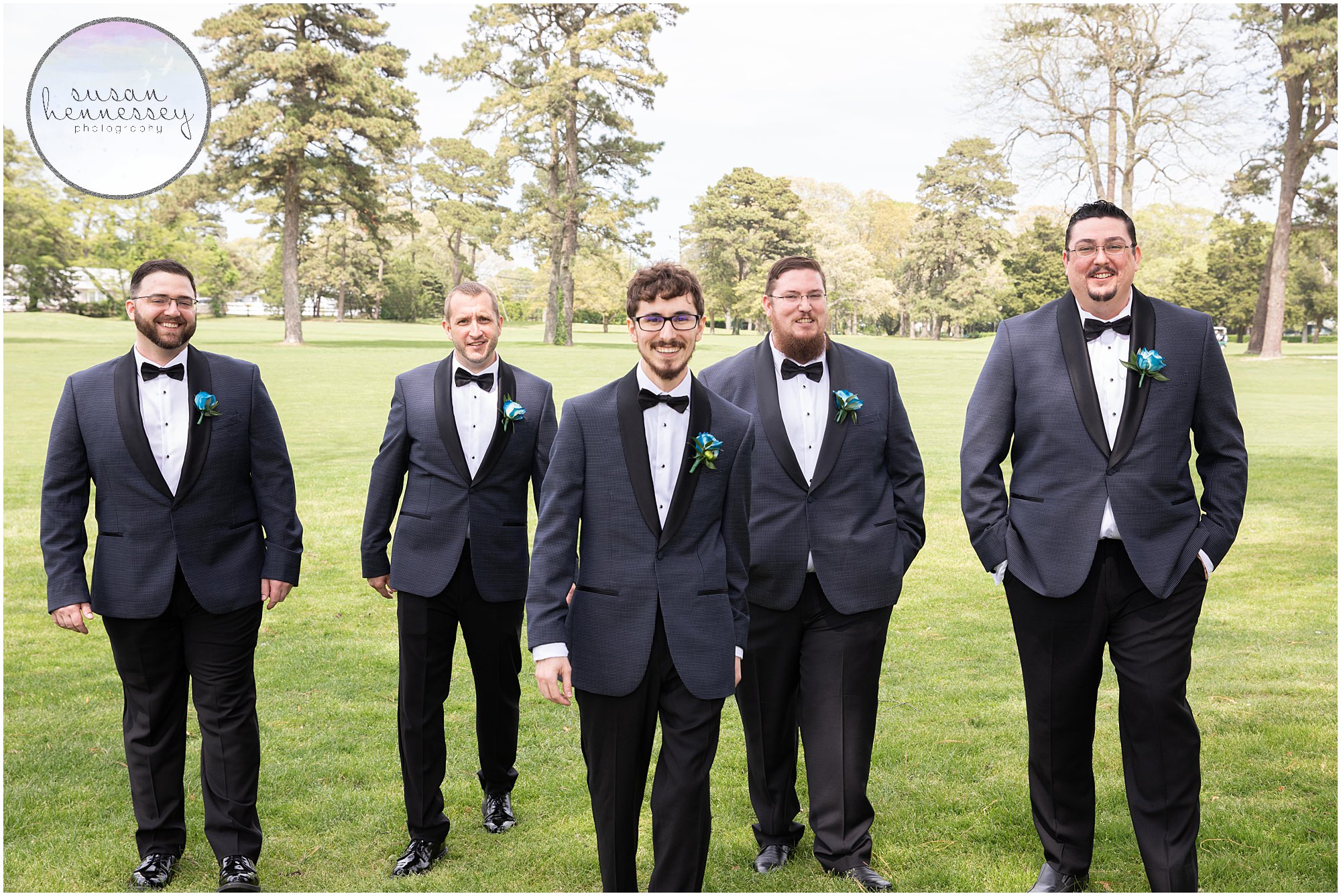 Groom and groomsmen at a spring wedding in somers point, NJ