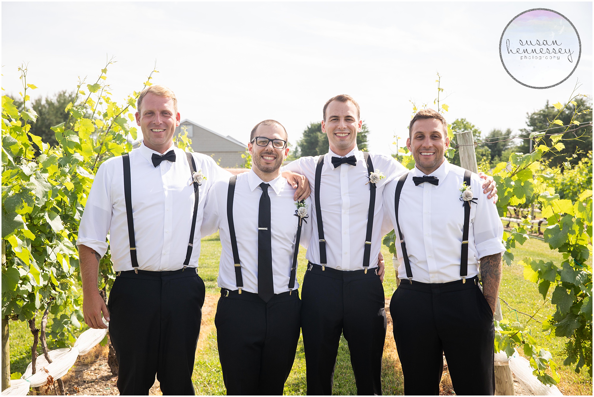 Groom and groomsmen at Tomasello Winery wedding