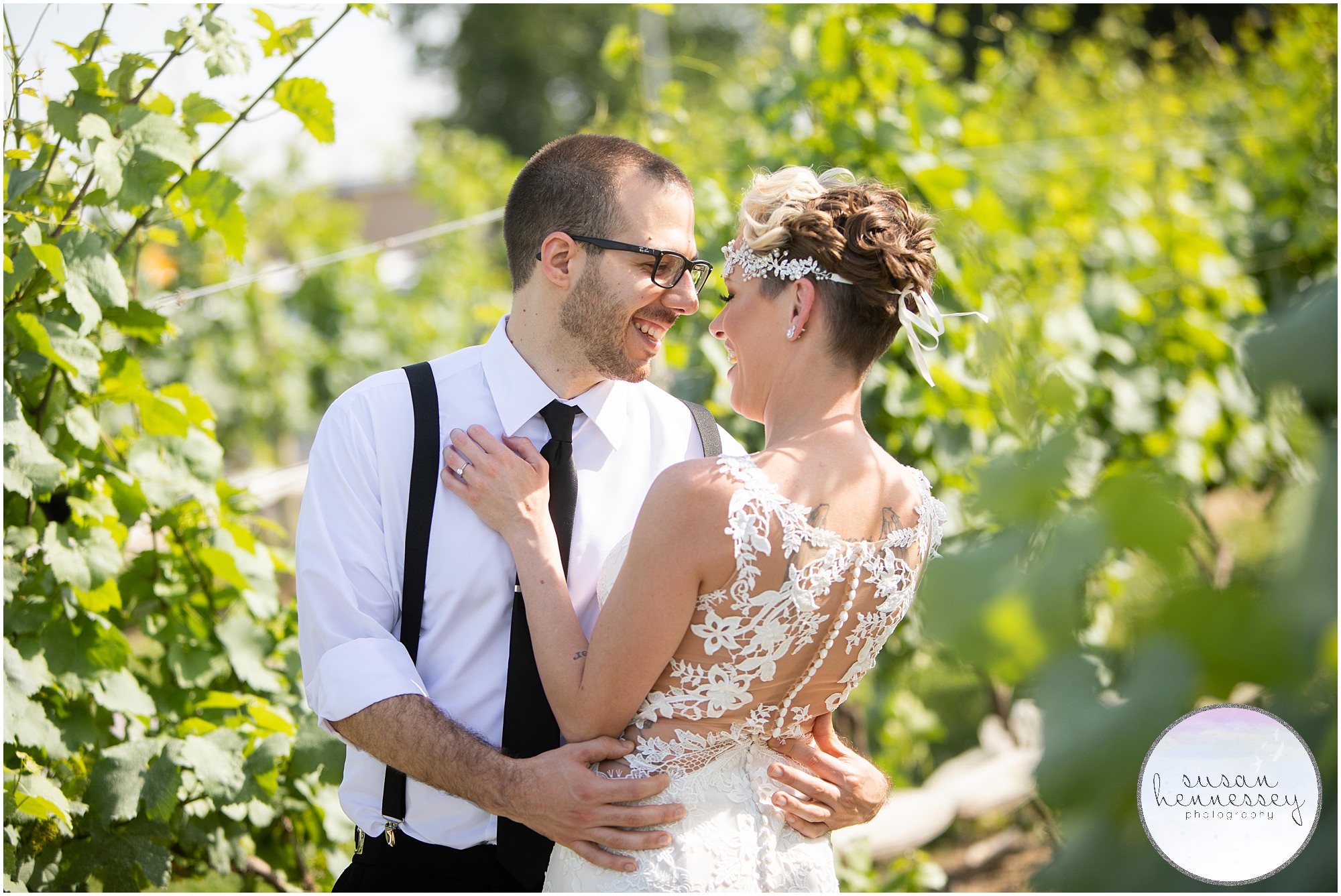 Bride and groom at their Tomasello Winery wedding