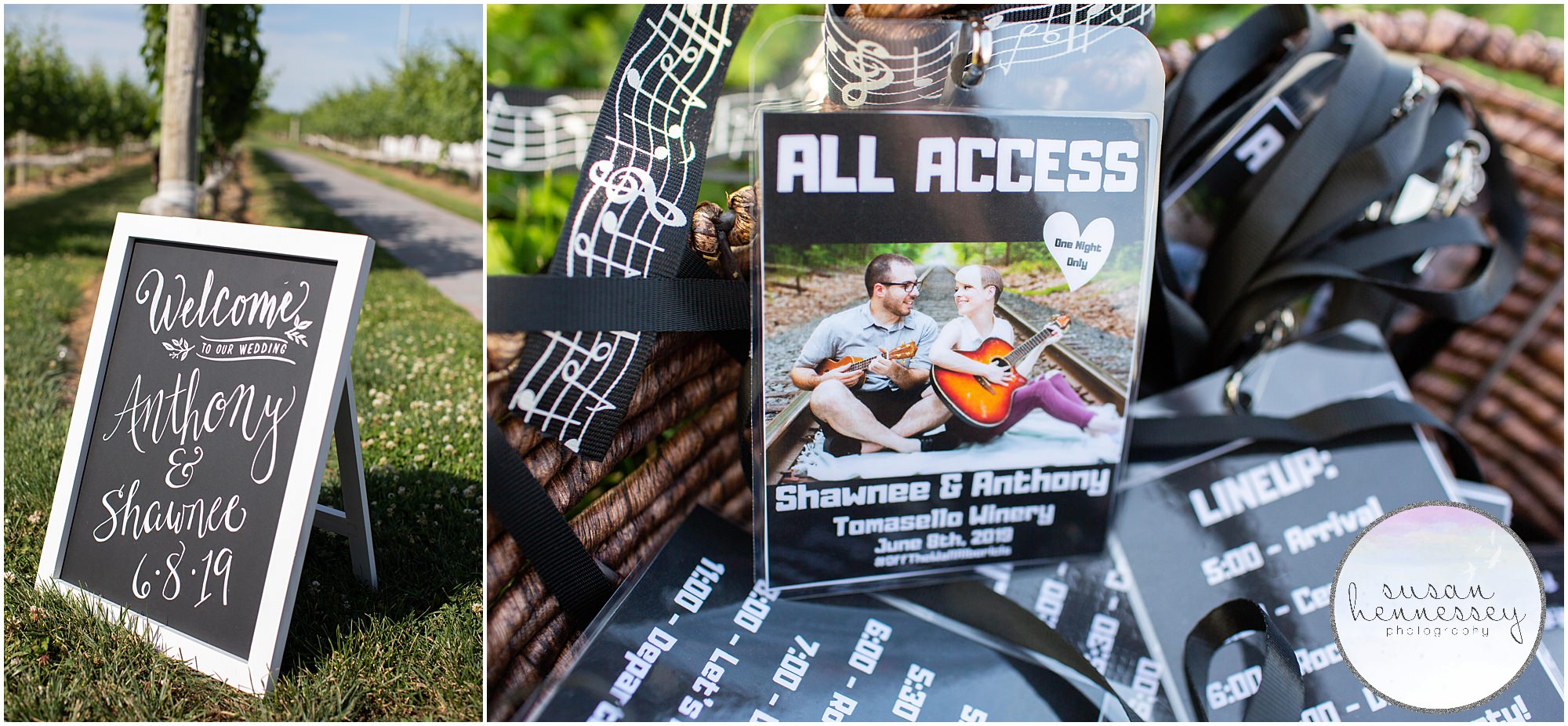 welcome chalkboard and all access passes