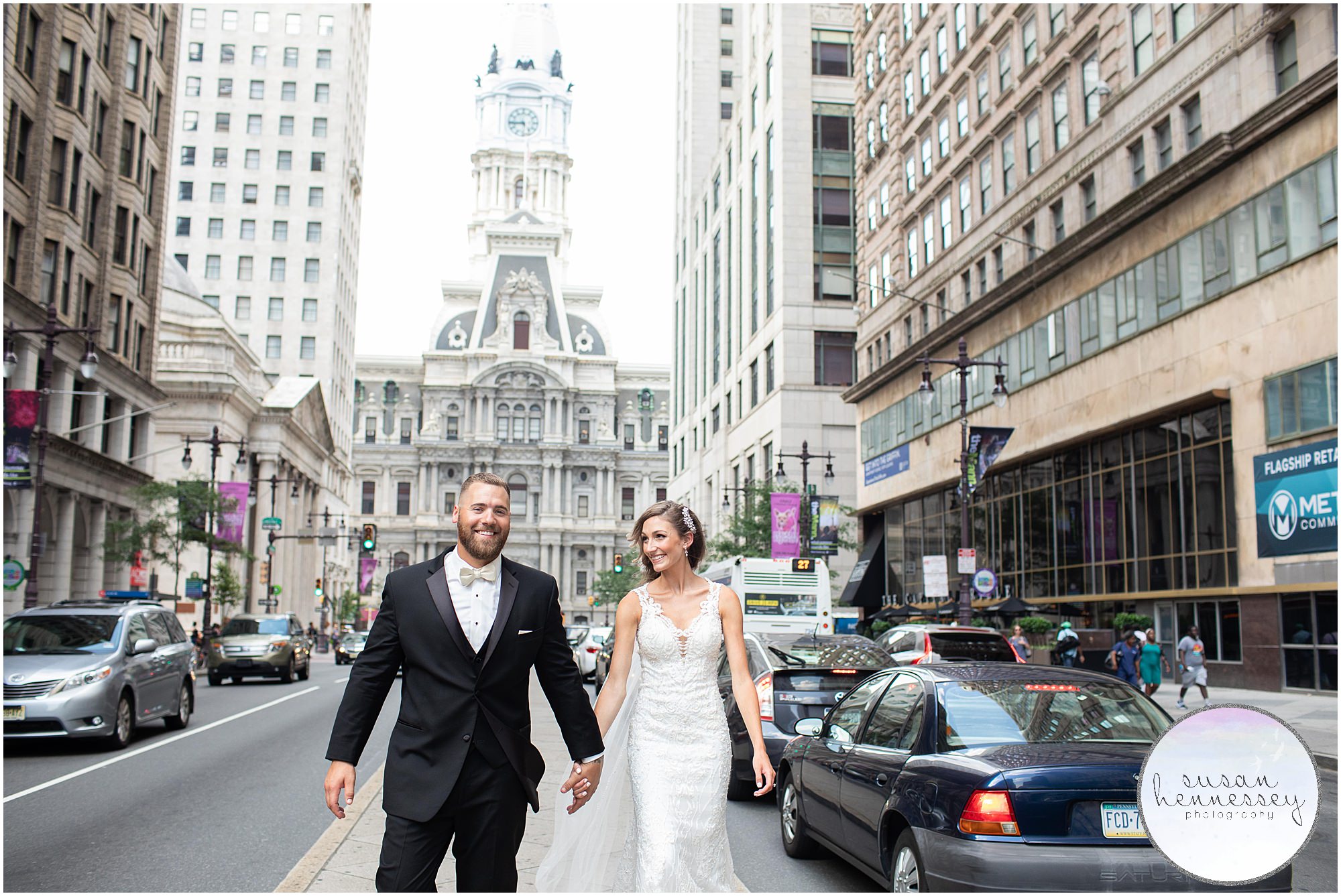 City Hall portraits for Philadelphia wedding.
