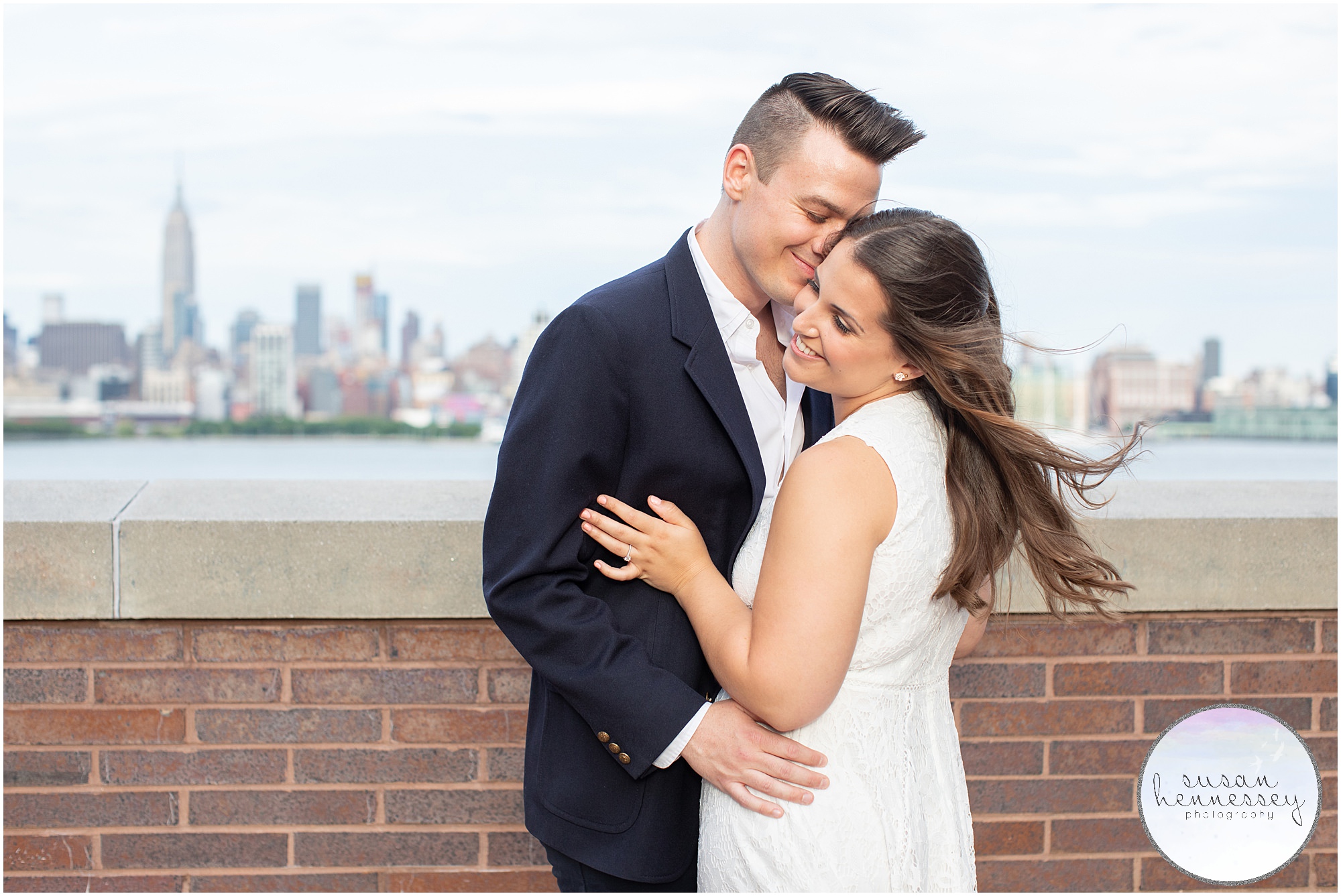 Happy engaged couple in North Jersey for their engagement session