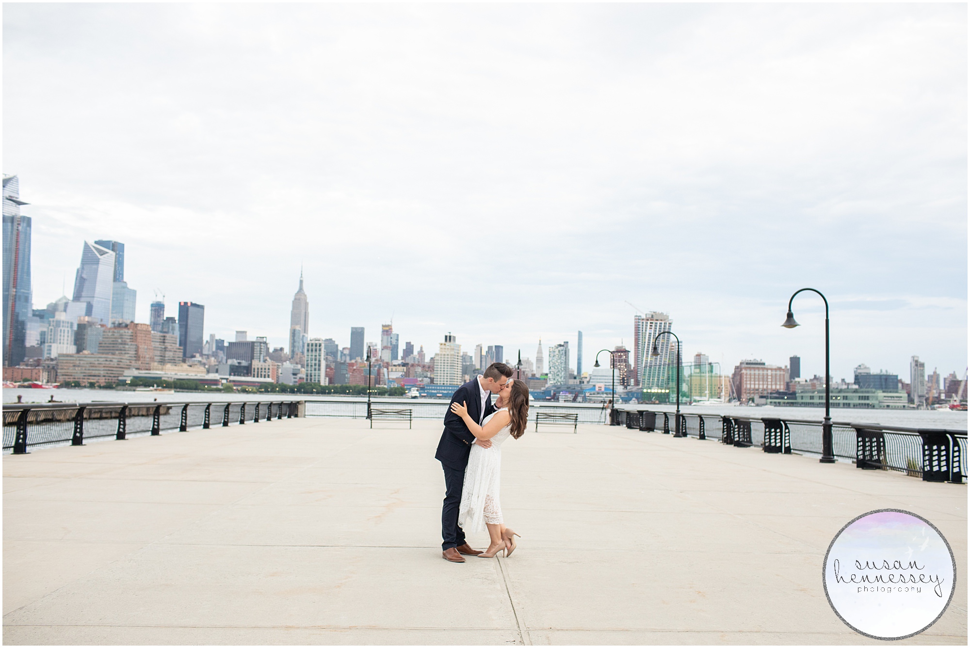 Hoboken Engagement Photos on the waterfront overlooking New York City