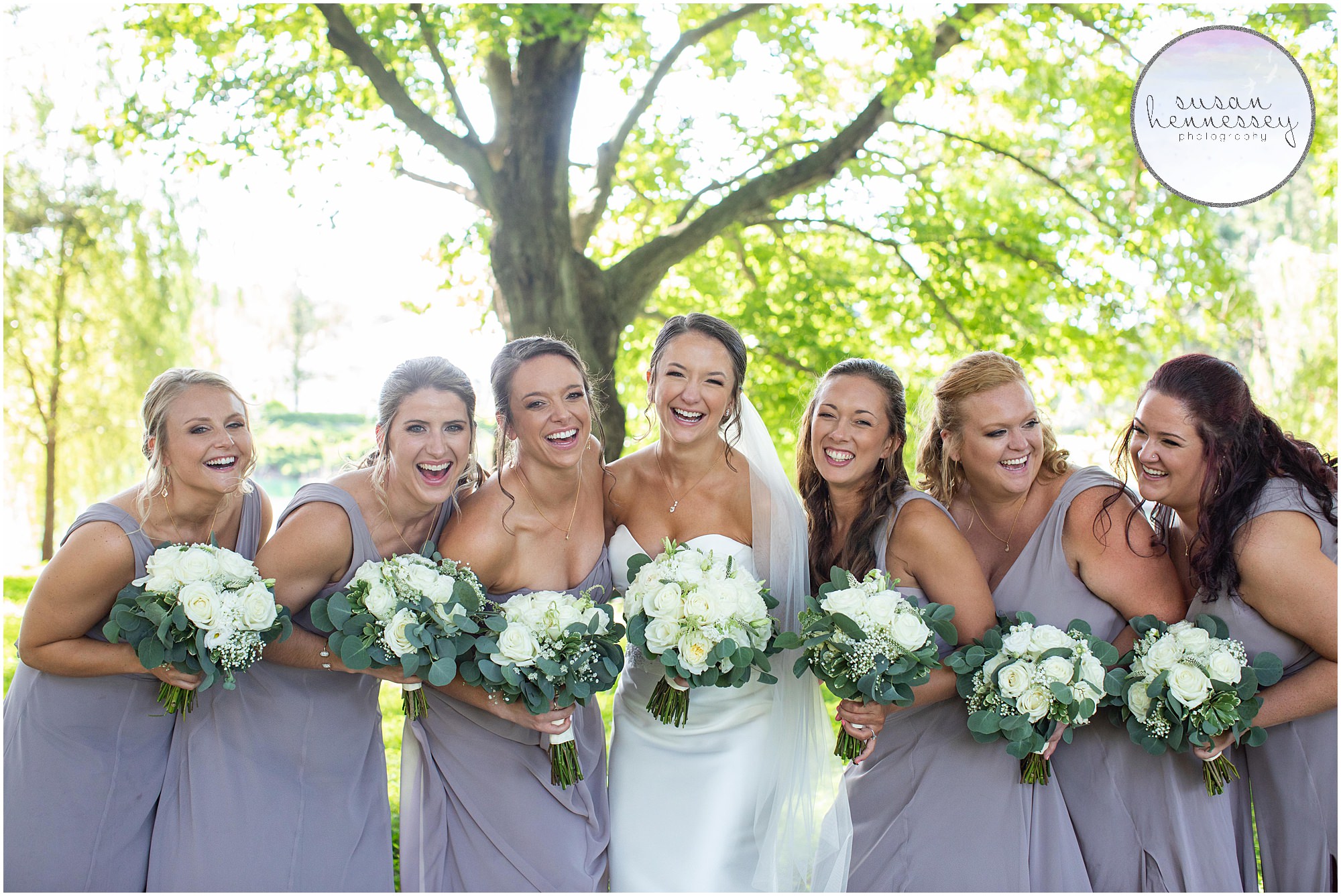 Bride and bridesmaids at Windows on the Water at Frogbridge wedding